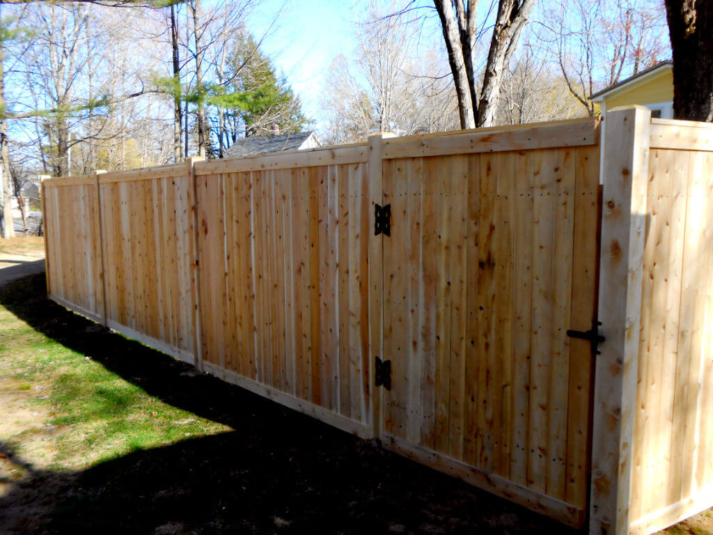 Cedar Privacy Fence Installation - Androscoggin Fence Company, Maine
