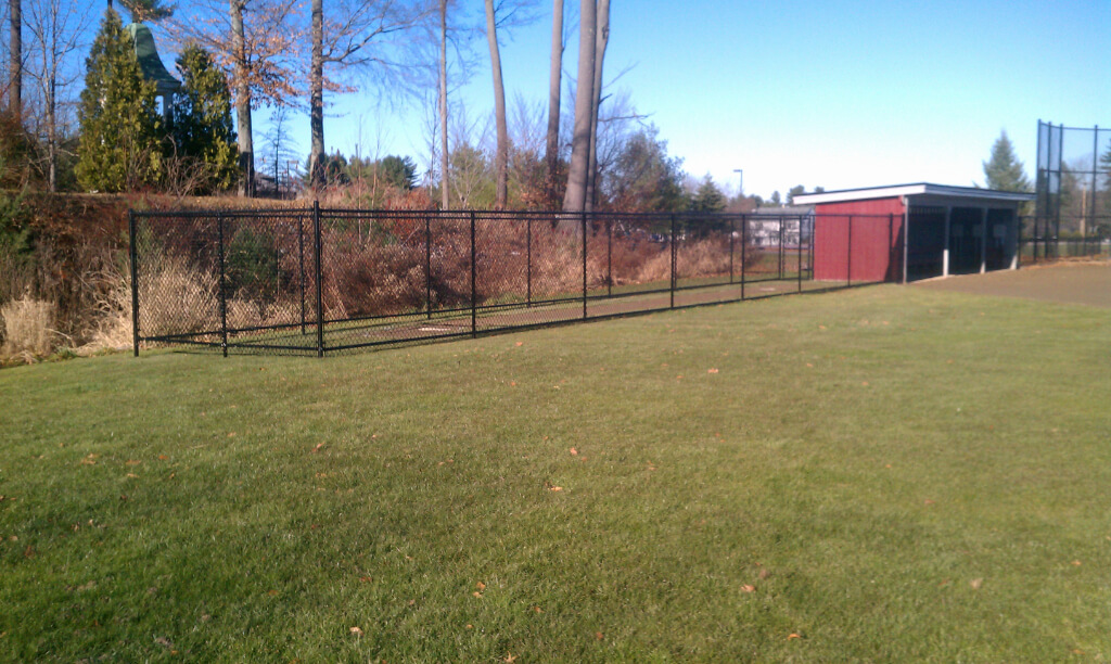 commercial-chain-link-fence-black-chainlink-bull-pen-top-and-bottom-rail