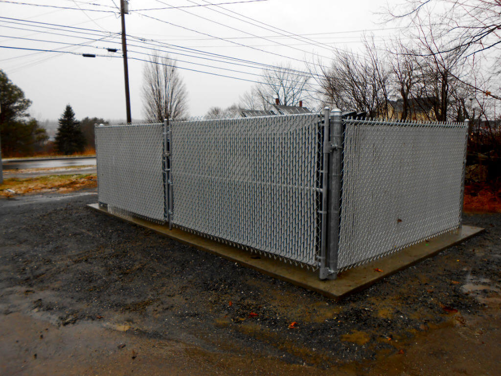 commercial chain link fence dumpster enclosure