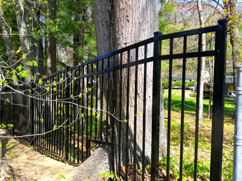 Commercial ornamental metal fence enclosure, Maine