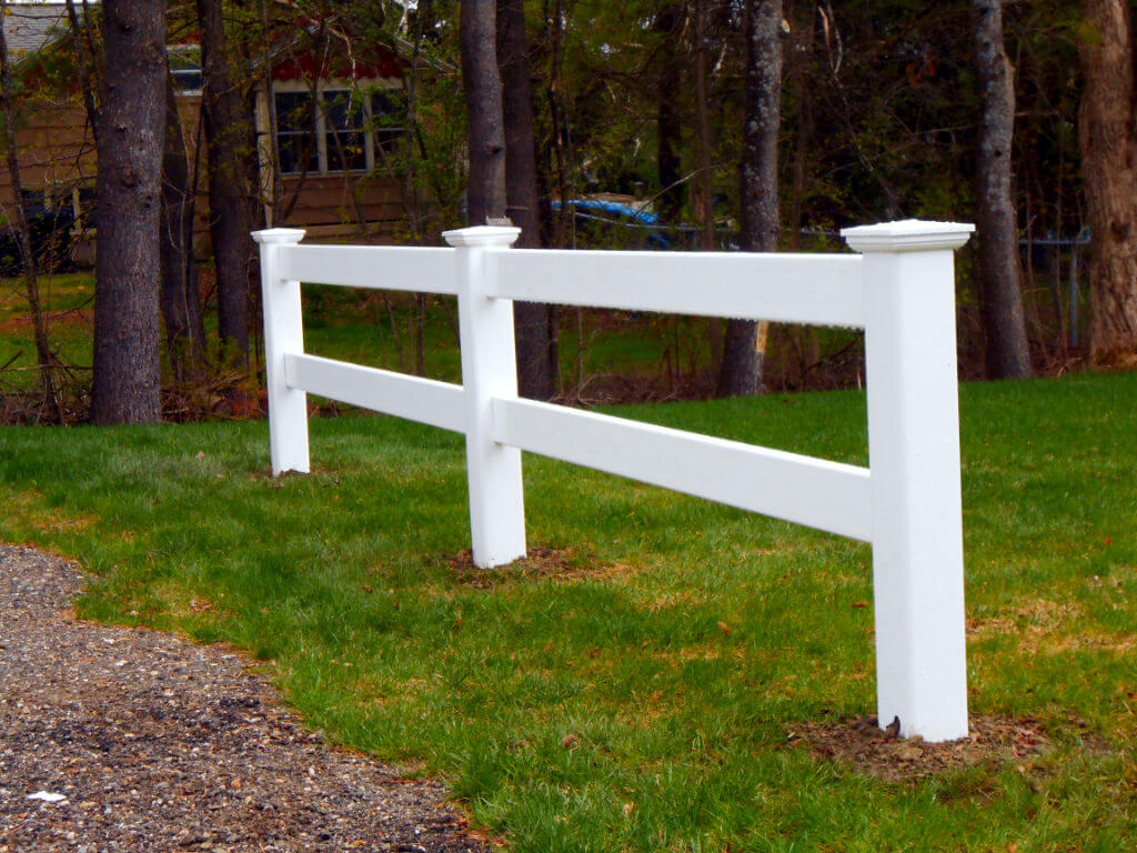PVC/Vinyl Post and Rail Fence Installation - Androscoggin Fence Company, Maine