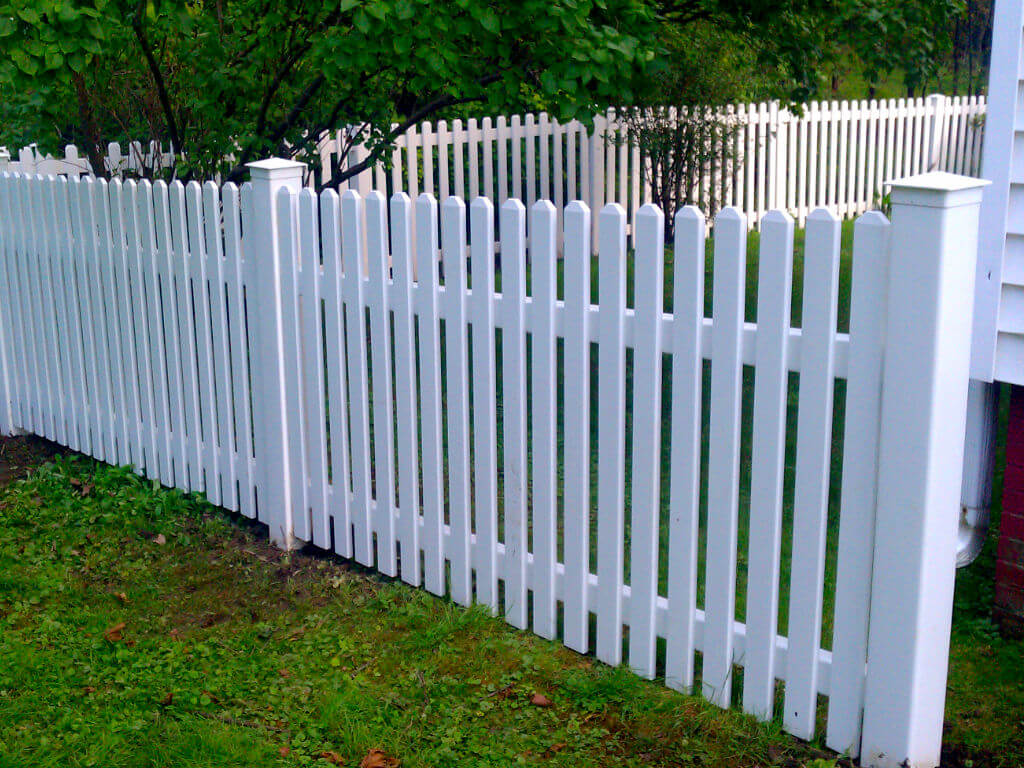 PVC/Vinyl Decorative Spaced Picket Fence Installation - Androscoggin Fence Company, Maine